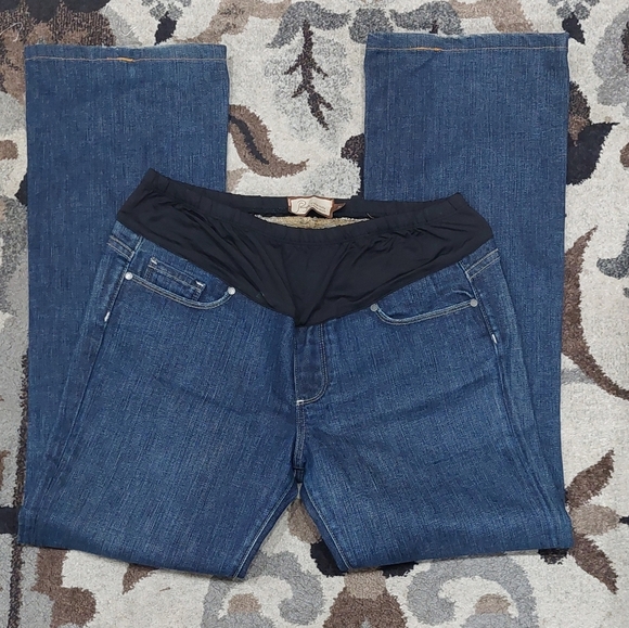 PAIGE PREMIUM DENIM Dark Wash Boot Cut Blue Denim Maternity Jeans Women's 31 - Picture 11 of 15
